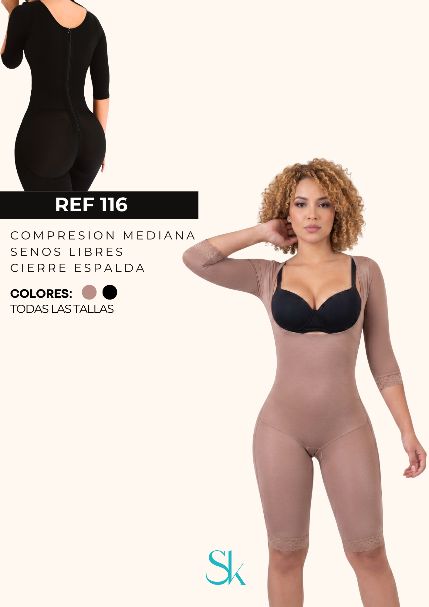 Faja Lycra de Compresión Media Senos Libres - Ref: 116