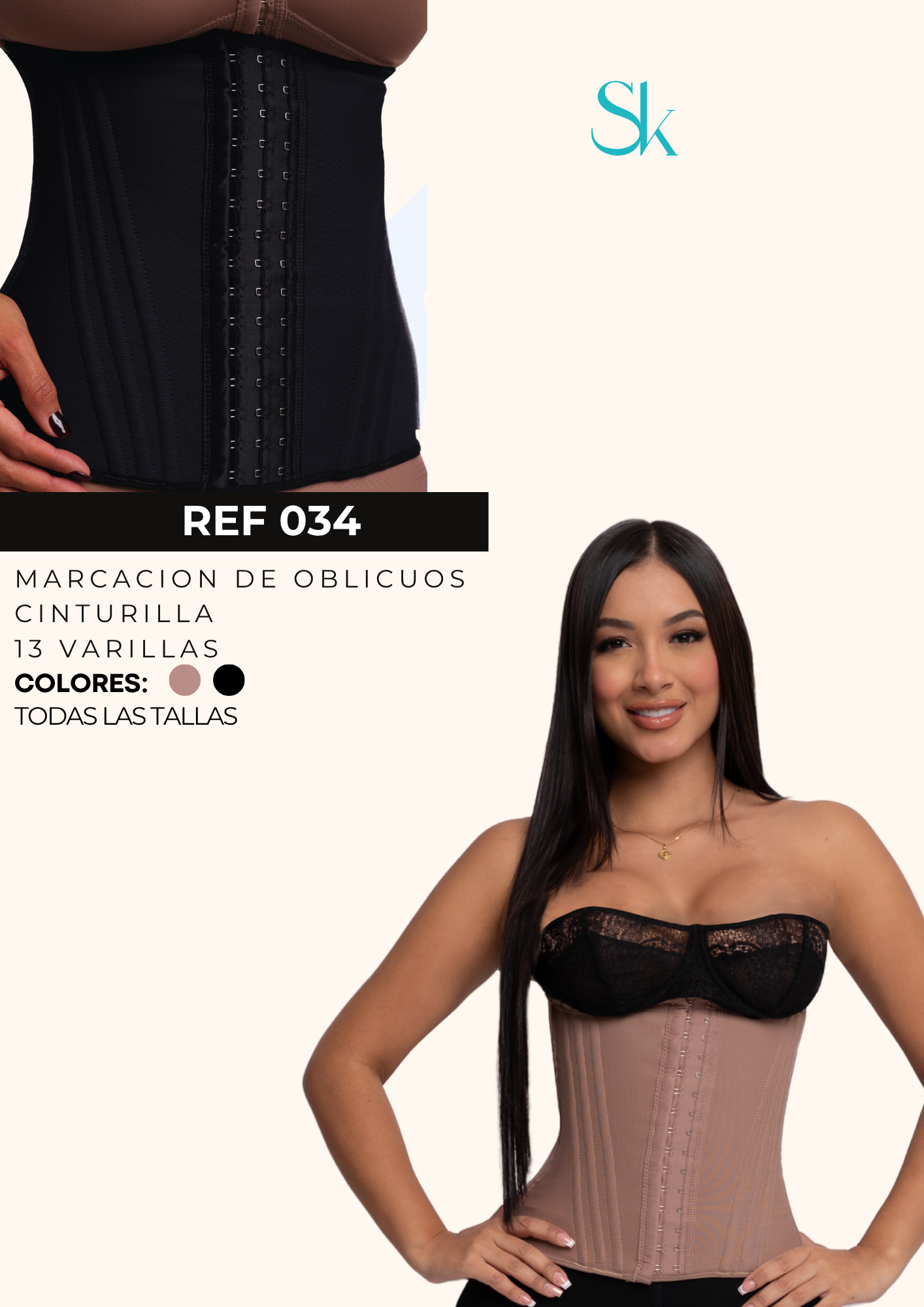 Cinturilla Strapless Corsé 13 varillas - Ref: 034