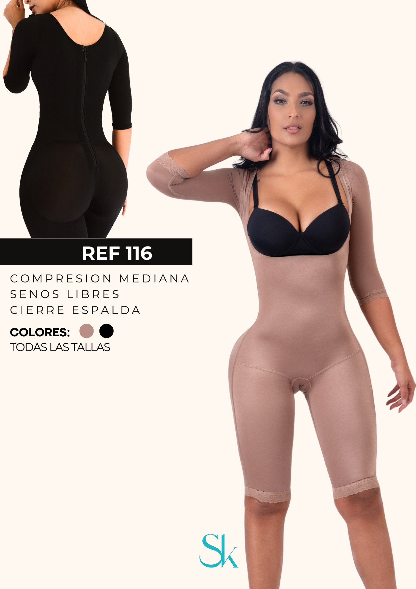 Faja Lycra de Compresión Media Senos Libres - Ref: 116